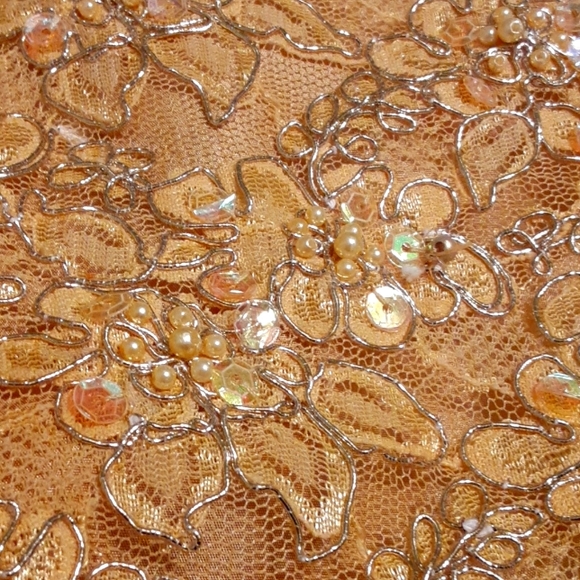 Flower Girl Dress, Handmade Custom Made, Navy Gold Pearl & Sequin Embellishments - Picture 11 of 15